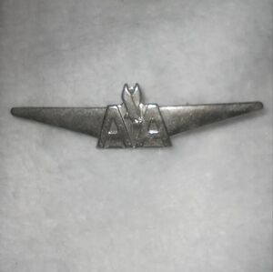 Vintage American Airlines Silver Tone Pressed Metal Wing Pin